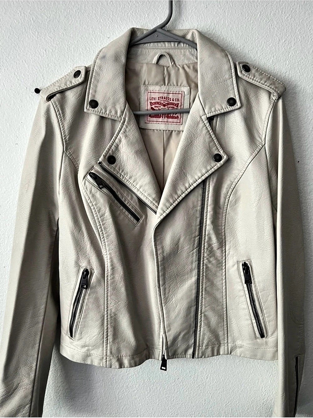 Levi's Faux Leather Moto Jacket in White NWT